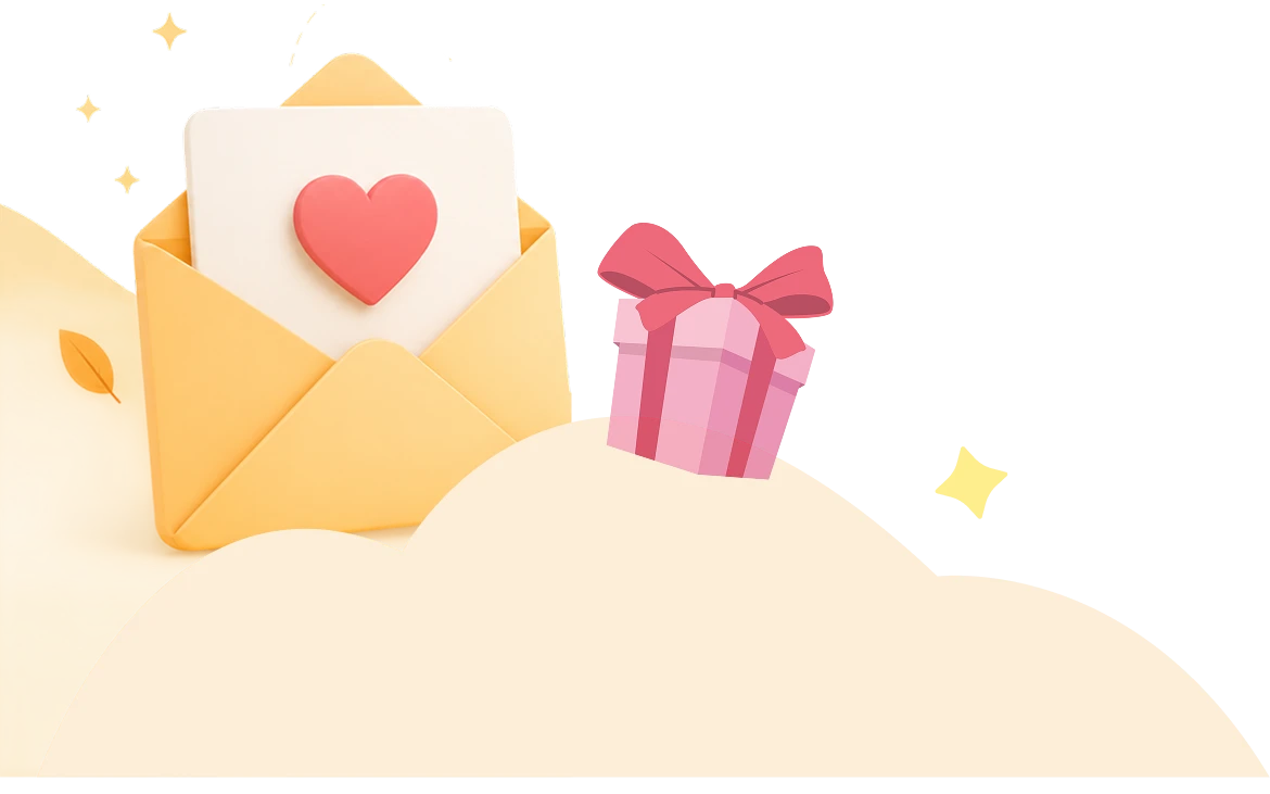 TOOM message envelope and gift
