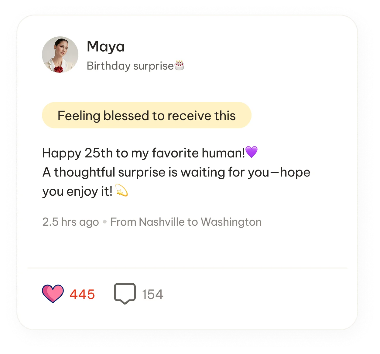 Maya — Birthday surprise